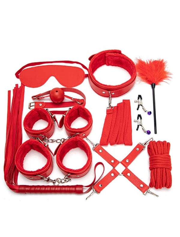 Red - Faux Leather Bondage Set