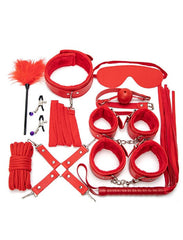 Red - Faux Leather Bondage Set