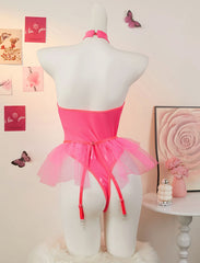 Crimson Temptation – Halter Bodysuit Pink